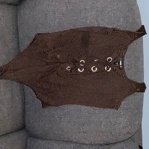 Brown/black stripped body suit